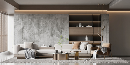 Tapeta winylowa struktura płótna liście tropikalne - MAUI (gray)