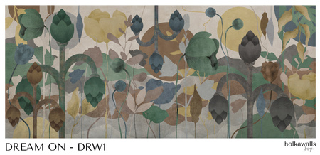 Tapeta winylowa struktura płótna roślinna kolorowa - DREAM ON in color