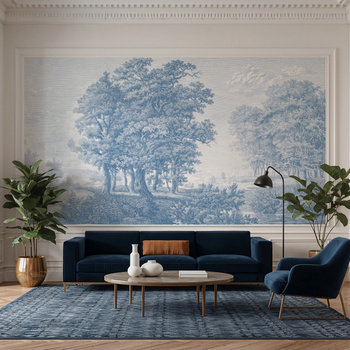 Tapeta winylowa struktura płótna widok beżowa - LUNDBY (blue)