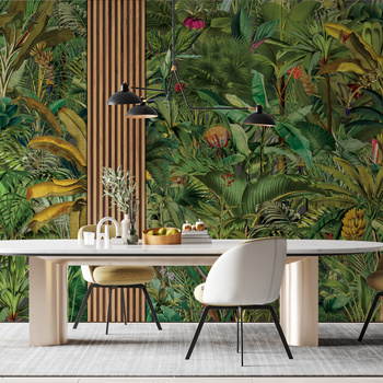 Tapeta winylowa struktura płótna liście dżungla tropikalna zielona - ONE DAY IN EDEN green (flora)