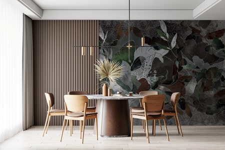 Tapeta winylowa struktura płótna kwiaty brązowa - SECRETO dark