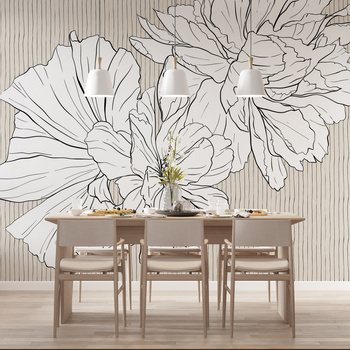 Tapeta winylowa struktura płótna kwiaty kropki beżowa - WHAT'S THE POINT beige (stripes)