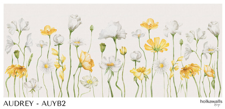 Tapeta winylowa struktura płótna kwiaty żółte łąka - AUDREY yellow (simple)