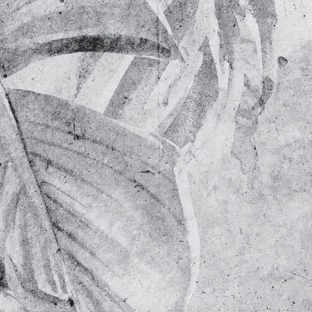 Tapeta winylowa struktura płótna tropikalne liście czarno-biała - KAMARA gray (landscape)