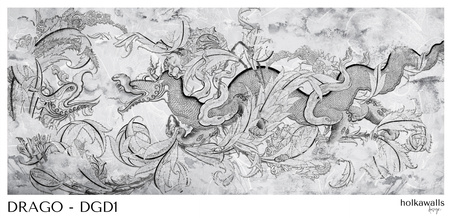 Tapeta winylowa struktura płótna smok czarno-biała - DRAGO gray