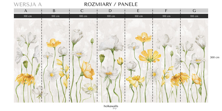 Tapeta winylowa struktura płótna kwiaty żółte łąka - AUDREY yellow (shadow)