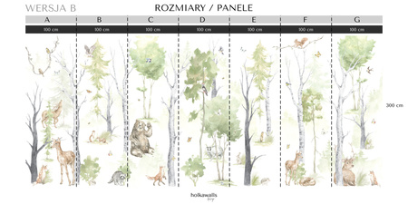 Tapeta winylowa struktura płótna dziecięca kolorowa las zwierzęta - BEAR SAYS HELLO! pastel