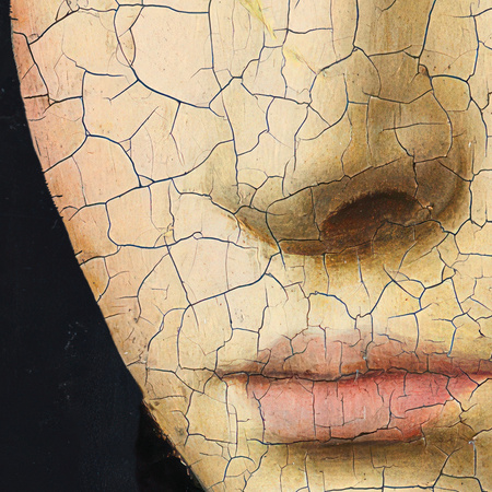 Tapeta winylowa struktura płótna malarstwo - GIRL WITH BUTTERFLIES (blue)