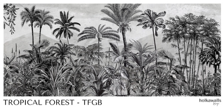 Tapeta winylowa struktura płótna palmy tropikalna szara - TROPICAL FOREST gray