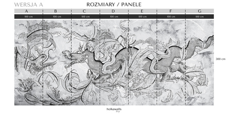 Tapeta winylowa struktura płótna smok czarno-biała - DRAGO gray