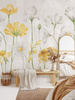 Tapeta winylowa struktura płótna kwiaty żółte łąka - AUDREY yellow (shadow)