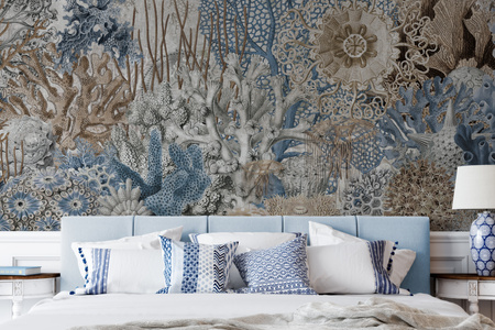 Tapeta winylowa struktura płótna rafa koralowa - NORI blue