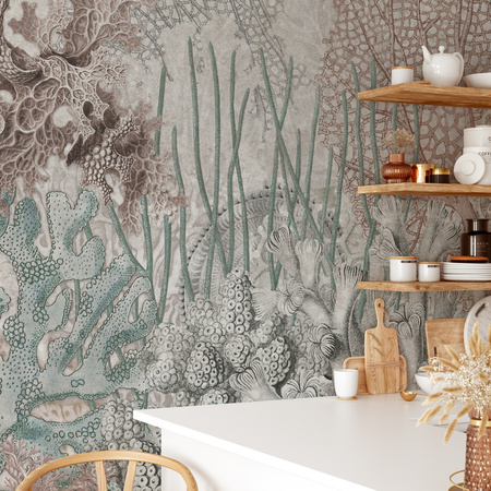 Tapeta winylowa struktura płótna rafa koralowa - NORI pink