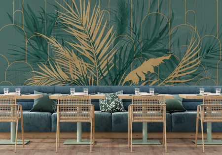 Tapeta winylowa struktura płótna liście zielona - AIDA (green)