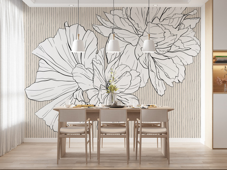 Tapeta winylowa struktura płótna kwiaty kropki beżowa - WHAT'S THE POINT beige (stripes)