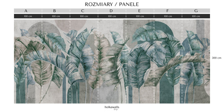 Tapeta winylowa struktura płótna liście tropikalne - GIANNI Arch (turquoise)