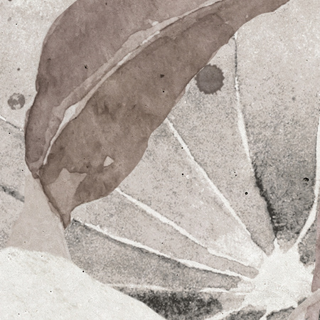 Tapeta winylowa struktura płótna liście lilie beżowa zielona - MORNING MEADOW decor