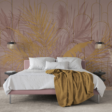 Tapeta winylowa struktura płótna liście różowa - AIDA (rosa)