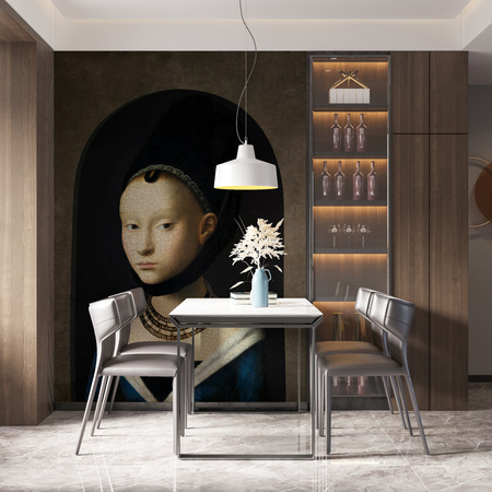 Tapeta winylowa struktura płótna malarstwo księżyc - GIRL WITH BUTTERFLIES (moon)