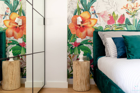 Tapeta winylowa struktura płótna kolorowa kwiatowa łąka motyle - FLOWER POWER