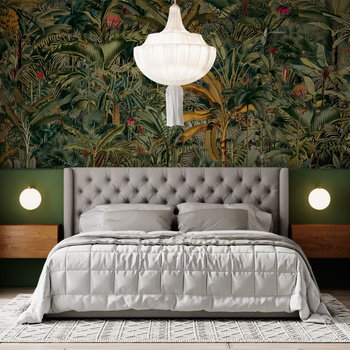 Tapeta winylowa struktura płótna liście dżungla tropikalna zielona - ONE DAY IN EDEN olive (flora)