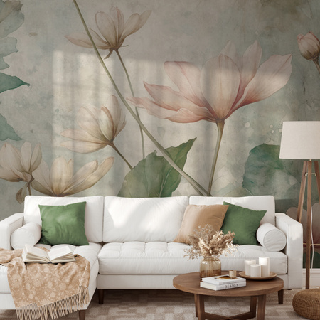 Tapeta winylowa struktura płótna kwiaty kolorowa dekoracyjna - SCARLETT simple (color)