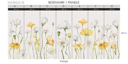 Tapeta winylowa struktura płótna kwiaty żółte łąka - AUDREY yellow (simple)