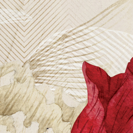 Tapeta winylowa struktura płótna kwiaty peonie czerwona - MEMORY LANE red (pure)