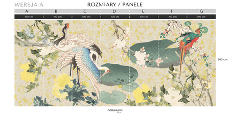Tapeta winylowa struktura płótna żurawie orientalna kolorowa - MIZUMI terazzo