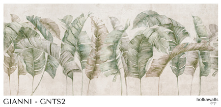 Tapeta winylowa struktura płótna liście tropikalne - GIANNI Simple (green)