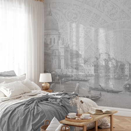 Tapeta winylowa struktura płótna wenecja - VENEZIANA ventaglio (gray)