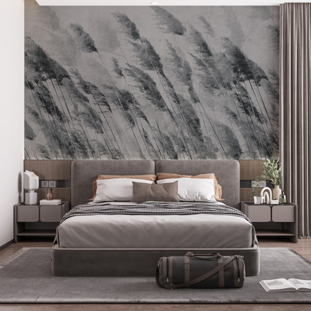 Tapeta winylowa struktura płótna trawy biało-czarna - ZEPHYR gray