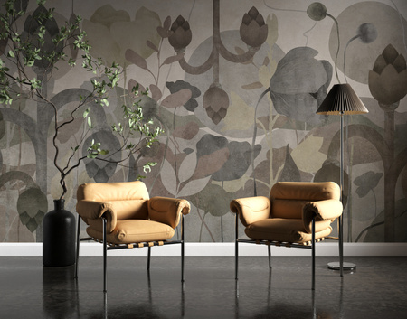 Tapeta winylowa struktura płótna roślinna beżowa - DREAM ON big