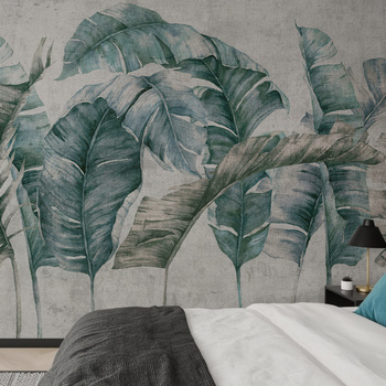 Tapeta winylowa struktura płótna liście tropikalne - GIANNI Simple (turquoise)