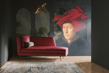 Tapeta winylowa struktura płótna malarstwo - JAN VAN EYCK & THE BEETLE (landscape)