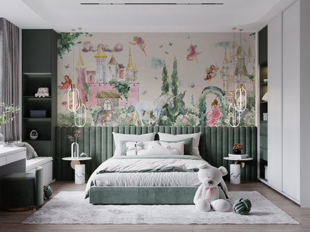 Tapeta winylowa struktura płótna dziecięca kolorowa bajkowa księzniczka - FOX IS MY FRIEND beige