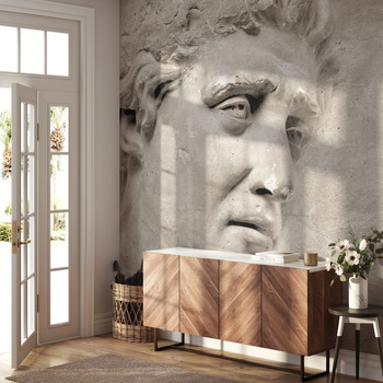 Tapeta winylowa struktura płótna rzeźba antyczna beton beżowa - THEODORE stone (simple)