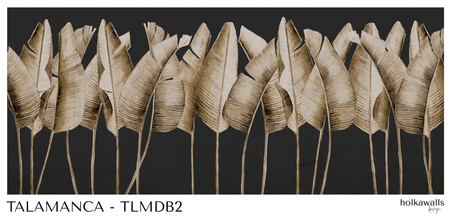 Tapeta winylowa struktura płótna liście bananowca beż czarne tło - TALAMANCA dark (beige)