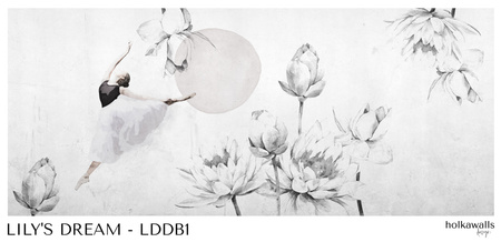 Tapeta winylowa struktura płótna kwiaty lilie baletnica różowa - LILY'S DREAM ballerina (black llily)