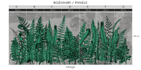 Tapeta winylowa struktura płótna liście paproci księzyc - OVER THE MOON green