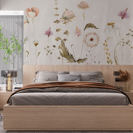 Tapeta winylowa struktura płótna kolorowa kwiatowa łąka - DARCY light (only flowers)