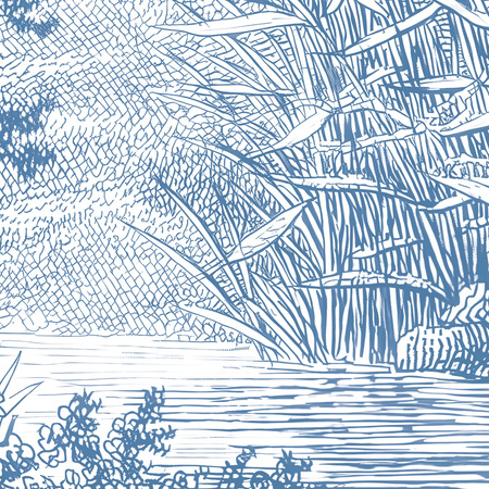 Tapeta winylowa struktura płótna widok beżowa - LUNDBY (blue)