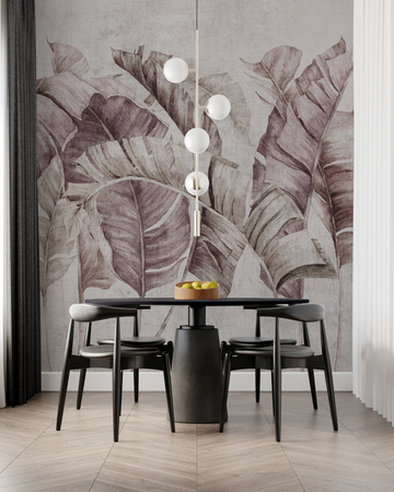 Tapeta winylowa struktura płótna liście tropikalne - GIANNI Simple (pink)