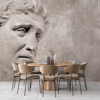 Tapeta winylowa struktura płótna rzeźba antyczna beton beżowa - THEODORE stone (decor)