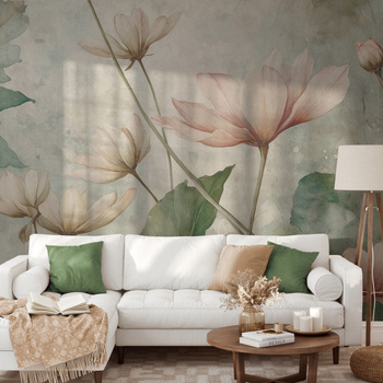 Tapeta winylowa struktura płótna kwiaty kolorowa dekoracyjna - SCARLETT simple (color)