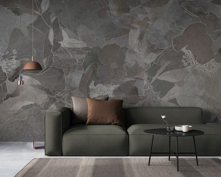 Tapeta winylowa struktura płótna kwiaty beżowa - SECRETO beige